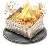 Pelled Panier à granulés résistant à la chaleur - 31 x 25 x 19 cm - Panier à granulés en acier inoxydable - 40 % de puissance de chauffage en plus - Panier à granulés pour poêle à bois avec combustion