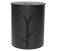 Pelletbox, boîte en bois ronde pour pellets, seau en métal avec couvercle, diamètre 38,5 cm x hauteur 50,5 cm