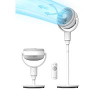 Pelonis Ventilateur sur Pied Silencieux, 2-en-1 avec Télécommande, Débit d'Air 1500m³/h Hauteur 110CM 3 Vitesses Oscillation Omni 135°+90°