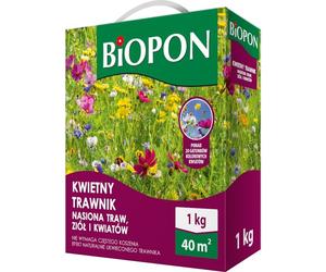 Pelouse fleurie - BIOPON - Mélange de graines d'herbes et fleurs - 1 kg - Rendement 40 m² - Style anglais