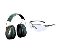 Peltor 3M Casque antibruiOptime™ II H520A-407-GQ - Vert - Serre tête & Bollé Safety Silium+ Incolores Lunettes Traitement Anti-Buée Platinum SILPPSI Chasse Sport Tir Pêche Travail Sécurité Antibuée