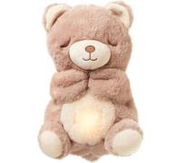 Peluche Apaisante Bébé Nuby Ours, Mouvement de Respiration, Sons Apaisants, Lumière Douce, Beige