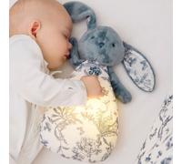 Peluche bruit blanc lapin Toile de Jouy bleu