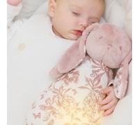 Peluche bruit blanc lapin Toile de Jouy rose