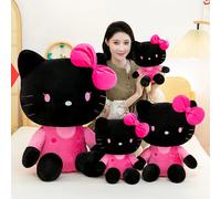 Peluche Hello Kitty noire et rose de 30/40/50 cm, coussin moelleux pour canapé, décoration de bureau, compagnon de chambre, poupée apaisante pour le sommeil, cadeau pour fille Hello Kitty