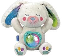 Peluche Lapin Polaire Projecteur d'Aurores Boréales, Mélodies et Bruits Blancs, 10 Couleurs, Minuterie, Lavable en Machine