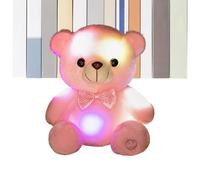 Peluche lumineuse - Ours et coloré de 20 cm de hauteur - Peluche douce pour avec LED - Pour chambre et canapé, garçons, filles, adultes, Noël, Saint-Valentin, anniversaire