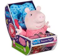 Peluche Peppa Pig Sleepover, Veilleuse et Berceuse, Sac de Couchage, Jouet Doux et Câlin, BANDAI