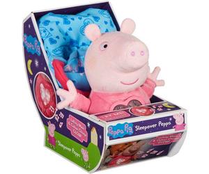Peluche Peppa Pig Sleepover, Veilleuse et Berceuse, Sac de Couchage, Jouet Doux et Câlin, BANDAI