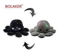 Peluche poulpe BOLAKER® Peluches avec lumières LED，Noir et gris G