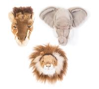 Peluche trophée mini 3 petites têtes collection Safari