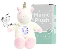 Peluche veilleuse ours - Bruit blanc - Projecteur d'étoiles - 15 mélodies - Lavable - Ruban de suspension