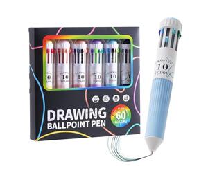 Pen set-6 pièces 10 en 1 stylos multicolores, l'école a besoin d'instruments d'écriture | Stylo à bille d'impression colorée pour les étudiants, vie de bureau quotidienne, devoirs, bibliothè