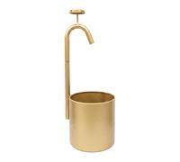 PENCHEAK Jardinière en métal avec accent de robinet | Support de fleurs d'intérieur en fer, base fermée pour petite verdure de bureau, rebord de fenêtre, décoration d'étagère