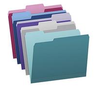 Pendaflex 02315 Lot de 100 chemises de classement bicolores, format lettre, assortiment de 5 couleurs (bleu sarcelle, violet, gris, bleu marine et bordeaux), onglets coupés sur 1/3