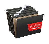 Pendaflex Lot de 50 dossiers suspendus noirs, format lettre avec onglets réglables 1/5, 21,6 x 27,9 cm