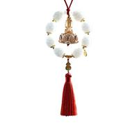 Pendentif Automobile Bouddha, décoration Suspendue en Voiture, l otus intérieur en Bois, fe ng s Hui inspiré, de Perles Artisanal, 4.33x3.94x1,97 dans, Affichage du Miroir du Tableau de Bord