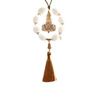 Pendentif Automobile Bouddha, décoration Suspendue en Voiture, l otus intérieur en Bois, fe ng s Hui inspiré, de Perles Artisanal, 4.33x3.94x1,97 dans, Affichage du Miroir du Tableau de Bord