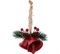 Pendentif Cloche de Fer avec Pomme de Pin Rouge Vert Sapin de Noël Ornement