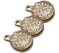 Pendentif Cloche en Laiton Vintage, Lot de 3, Style Antique Chinois | Finition Dorée, Bord Lisse Trou Suspendre, Déco Suspendue pour Atelier Créatif