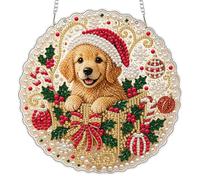 Pendentif de Noël à suspendre avec peinture diamant 20 cm - Kit | Ornement imprimé Double face, chaîne en métal à Base d'animal de compagnie, plateau de forage d'art en diamant adapté aux