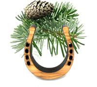 Pendentif de Noël en bois d'olivier en forme de fer à cheval