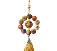 Pendentif de voiture torsadé, ornement suspendu en bois de santal, perles | Décor de miroir de voiture en bois de santal aromatique, ambiance zen