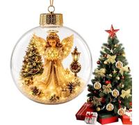 Pendentif décoratif de Noël en forme de casse-noisette, ange et renne | Boule transparente avec scène de Noël pour l'arbre, la couronne, la table, l'étagère, le rebord de la fenêtre et les