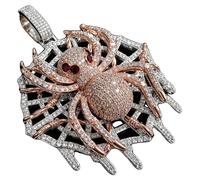 Pendentif, design en forme de toile d'araignée, ornements en oxyde de zirconium cubique, 1 pendentif, plaqué or 18 carats
