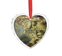 Pendentif en forme de cœur en cristal transparent en forme de carte de la Terre du Milieu - Décoration romantique à suspendre pour la maison, la fenêtre, la voiture, la fête de mariage - Ornement à