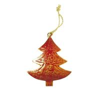 Pendentif En Métal Sapin Rouge Et Doré 9 Cm