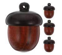 Pendentif Gland Faits main en Bois Ouvrable pour Bijoux 4 pièces | Bois à Grain , avec Couvercle et Trou, pour Mini Souvenirs, Porte-Clés, Décor Saisonnier