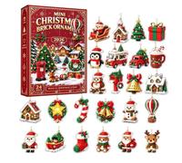Pendentif pour sapin de Noël compte à rebours 2D en brique acrylique | Décoration de compte à rebours de Noël 24 jours pour la maison, le salon, l'appartement, les vacances, les fêtes, la cheminée