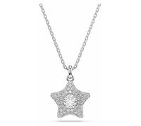 Pendentif Swarovski Sublima, forme ronde, étoile, couleur blanche, plaqué rhodium