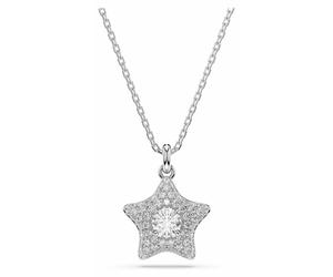 Pendentif Swarovski Sublima, forme ronde, étoile, couleur blanche, plaqué rhodium