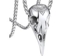 Pendentif Wolfskop en forme de tête de loup avec chaîne en acier inoxydable - bijou scandinave, amulette pour un anniversaire ou Noël