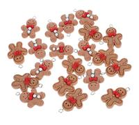 Pendentifs Bonhomme Pain d'Épice Noël 20Pcs pour Bijoux DIY | Résine Marron Brillante, Finitions Lisses, pour Boucles d'Oreilles et Bracelets, Ateliers Créatifs
