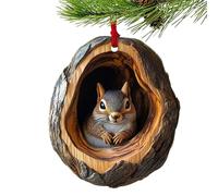 Pendentifs en forme d'animal pour sapin de Noël - Ornement en acrylique 2D pour arbre de Noël, décoration vive, raton laveur, chouette, écureuil, hérisson, lapin et oiseau pour la maison