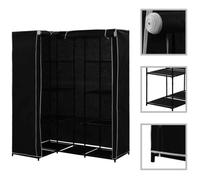 Penderie 169 x 87 x 129 cm Armoire de rangement d'angle noire dressing penderie XXL tissu