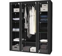 Penderie 175 x 150 x 45CM Armoire de rangement noire dressing penderie XXL tissu
