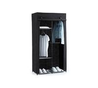 5five Armoire modulable - 2 penderies, 5 tablettes en tissu et métal - Noir - H 169 x L 88 x P 46 cm