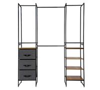 5five Penderie Extensible 6 étagères modulable 180 cm Noir et Bois
