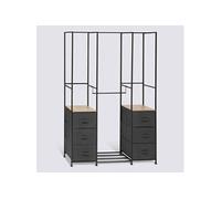 Penderie avec 2 étagères et 6 tiroirs Gris - Longueur 116 x Profondeur 40 x Hauteur 176 cm - -