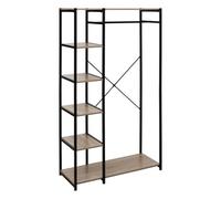 Penderie avec 5 étagères de rangement en MDF et Fer - H. 170 cm - Marron et Noir
