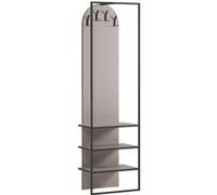 Penderie avec étagères et patères EIRLYS - Mélaminé beige, métal noir - 53x32xH180cm