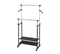 Penderie double portant mobile - H. 117/169 cm