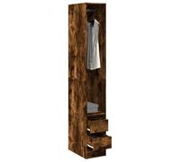 Penderie en bois de chêne fumé, 30 x 50 x 200 cm, avec tiroirs et compartiment, espace de rangement moderne, pour chambre à coucher, couloir, garde-robe compacte, avec tringle à vêtements et système