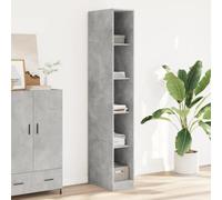 Penderie en matériau dérivé du bois, gris béton, 30 x 50 x 200 cm, avec espace de rangement, tringle à vêtements et étagères, compacte, pour chambre à coucher, couloir ou dressing, design moderne