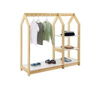 Penderie enfant SALLY en bois massif - Coloris naturel et blanc
