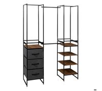 5five Penderie Extensible 6 étagères modulable 180 cm Noir et Bois